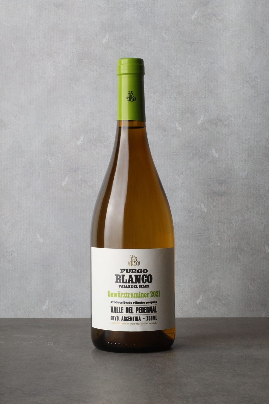 Detalhe do rótulo Fuego Blanco Gewürztraminer